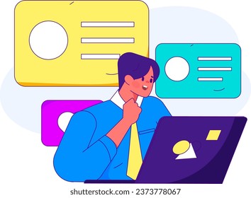 Person interviewing for job flat vector concept operation hand drawn illustration