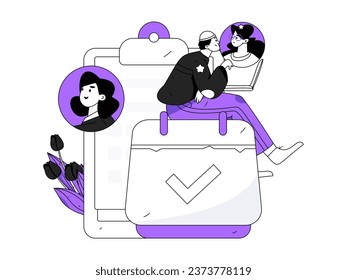 Person interviewing for job flat vector concept operation hand drawn illustration