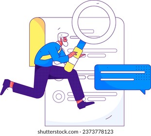 Entrevista de persona para la ilustración dibujada a mano del concepto de vector plano de trabajo