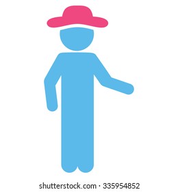 Person Invitation vector icon. Style is bicolor flat symbol, pink and blue colors, rounded angles, white background.