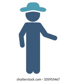 Person Invitation vector icon. Style is bicolor flat symbol, cyan and blue colors, rounded angles, white background.
