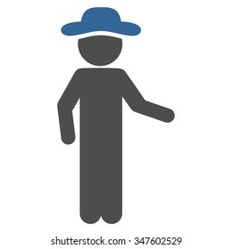Person Invitation vector icon. Style is bicolor flat symbol, cobalt and gray colors, rounded angles, white background.