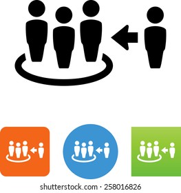Person joining a group icon