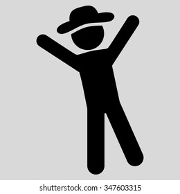 Person Joy vector icon. Style is flat symbol, black color, rounded angles, light gray background.