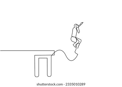 person jump pier sea vacation life line art