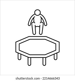 Person jumping on a trampoline icon. vector illustration on white background.