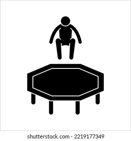 Person jumping on a trampoline icon. vector illustration on white background.