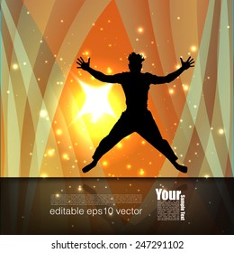 Person Jumping Over Abstract Background