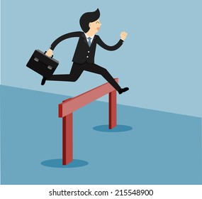  person jumping over a hurdle obstacle entitled success. 