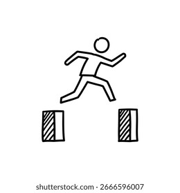 Person Jumping Over Obstacle Symbolizing Overcoming Mental Barriers