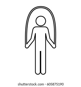 person Jumping rope gym, vector illustration design