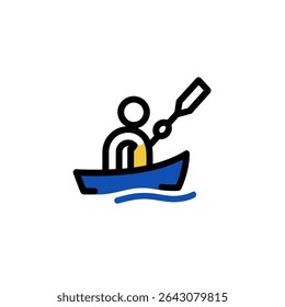 Pessoa caiaques calmamente azul água aventura esportes aquáticos ilustração