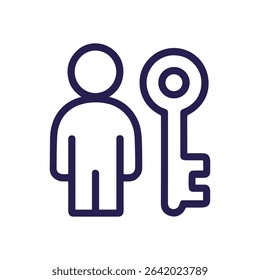 Person with Key Access Granted. Icon symbol illustration