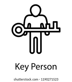 Person with a key presented as key person