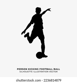 person kicking football ball silhouette vector illustration