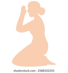 Person kneeling in prayer, suitable for religious and spiritual themes, prayer concept designs, church websites, and meditation illustrations.