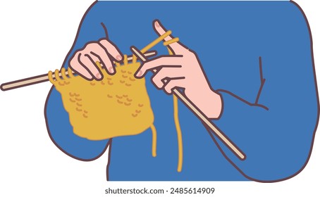 person knitting illustration hands and hobbies