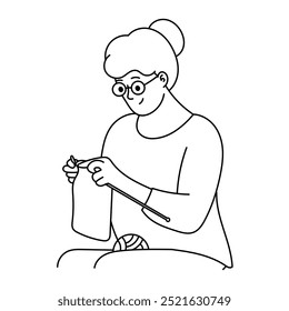 Eine Person, die Illustrationsvektor strickt