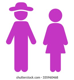 Person And Lady vector icon. Style is flat symbol, violet color, rounded angles, white background.