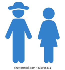 Person And Lady vector icon. Style is flat symbol, cobalt color, rounded angles, white background.