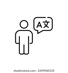 Person with languages speech bubble. Multilingual professional. Pixel perfect vector icon