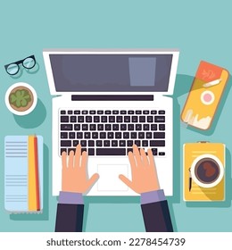 person with laptop business working vector illustration
