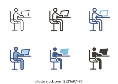 Person with laptop computer vector icon. Work, remote, digital. Technology and office graphic element.