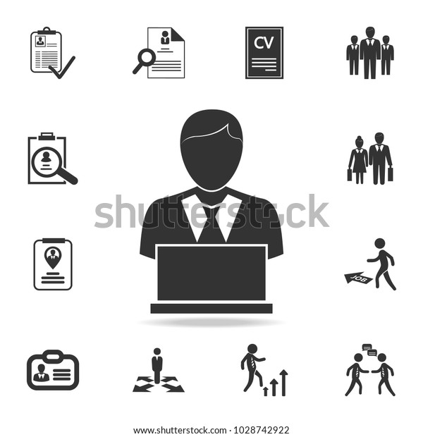 Person Laptop Icon Set Human Resources Stock Vector (Royalty Free ...