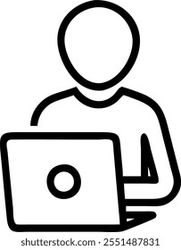 Person with Laptops and Professional Tech Support concept as A person providing tech support with a laptop set against a blank background offering space for text or graphics symbol
