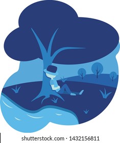 Person Lay Under Tree in Hill