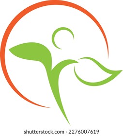 Logotipo de persona y hoja, naturopath y jardinera