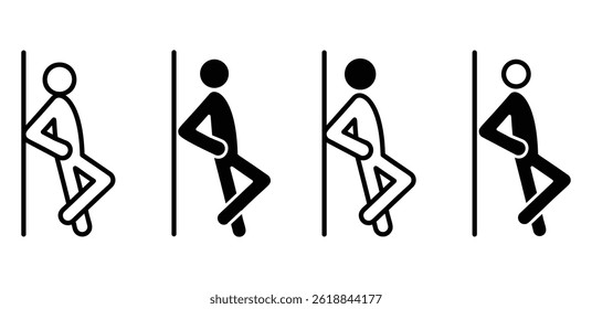 Person Leaning Against a Wall Black and White Icon Set Vector Design