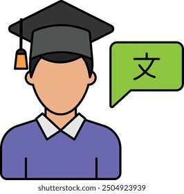 person learning Chinese vector icon design, International Day of Language symbol, Translation Services sign, Plurilingualism and Multilingualism today stock illustration, linguists avatar concept