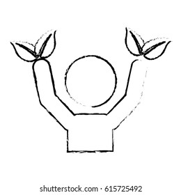 person with leaves