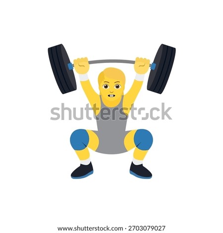 A person lifting a barbell loaded with weights above their head gym non-binary emoji symbol sign icon vector illustration isolated flat strong