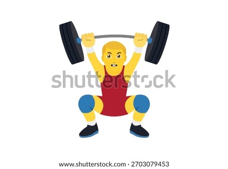 A person lifting a barbell loaded with weights above their head gym man men male emoji symbol sign icon vector illustration isolated flat strong