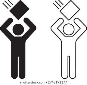 Person Lifting Box, Simple Illustration, White Background, Icon Usage
