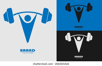 Person Lifting Iron Logo Icon Element. Great For Home Gym. Simple Flat Vector Design.