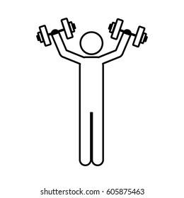 person lifting weights gym, vector illustration image