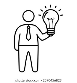 Person with Light Bulb Idea and Innovation Concept for Creativity and Problem Solving