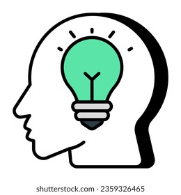Person with lightbulb, flat design of creative thinking