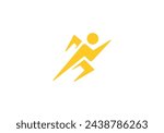 person with lightning logo. fast run energy sport symbol icon design