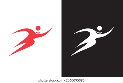 person with lightning logo. fast run energy sport symbol icon design