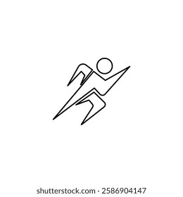 person with lightning logo. fast run energy sport symbol icon design