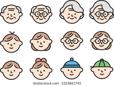 person line icon set of vector