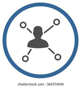 Person Links vector icon. Style is bicolor flat circled symbol, cobalt and gray colors, rounded angles, white background.