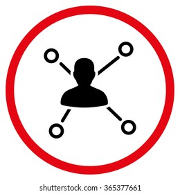 Person Links vector icon. Style is bicolor flat circled symbol, intensive red and black colors, rounded angles, white background.
