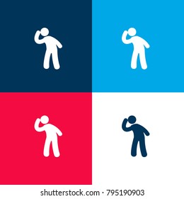 Person listening four color material and minimal icon logo set in red and blue