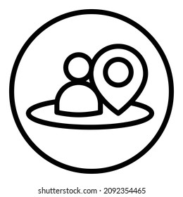Icono plano de ubicación de persona aislado en fondo blanco