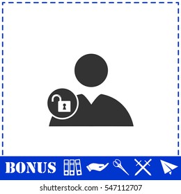 Person lock icon flat. Simple vector symbol and bonus icon